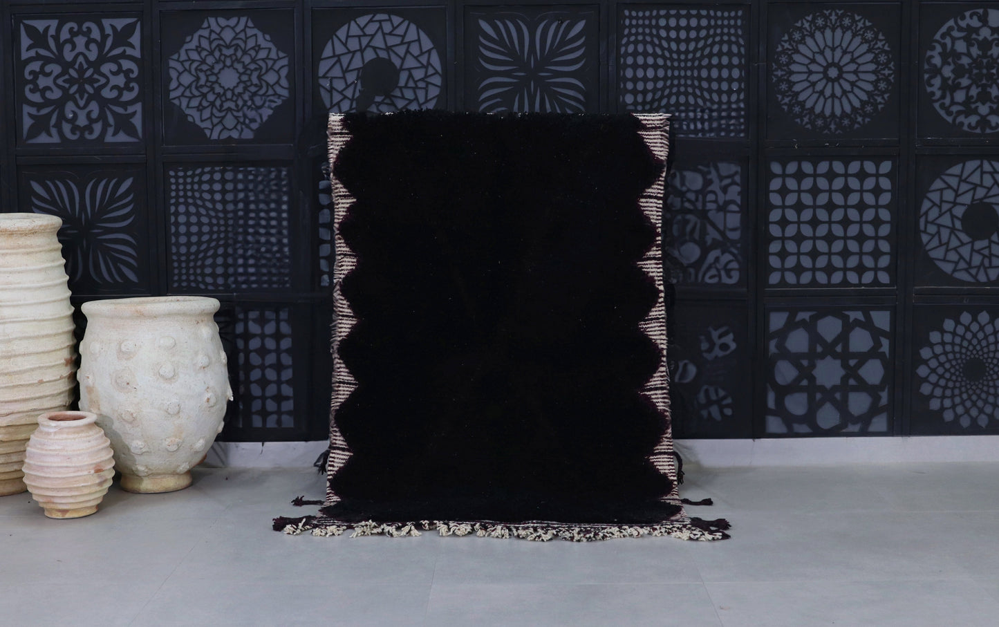 Black Beni Ourain Rug 4x6 - A99