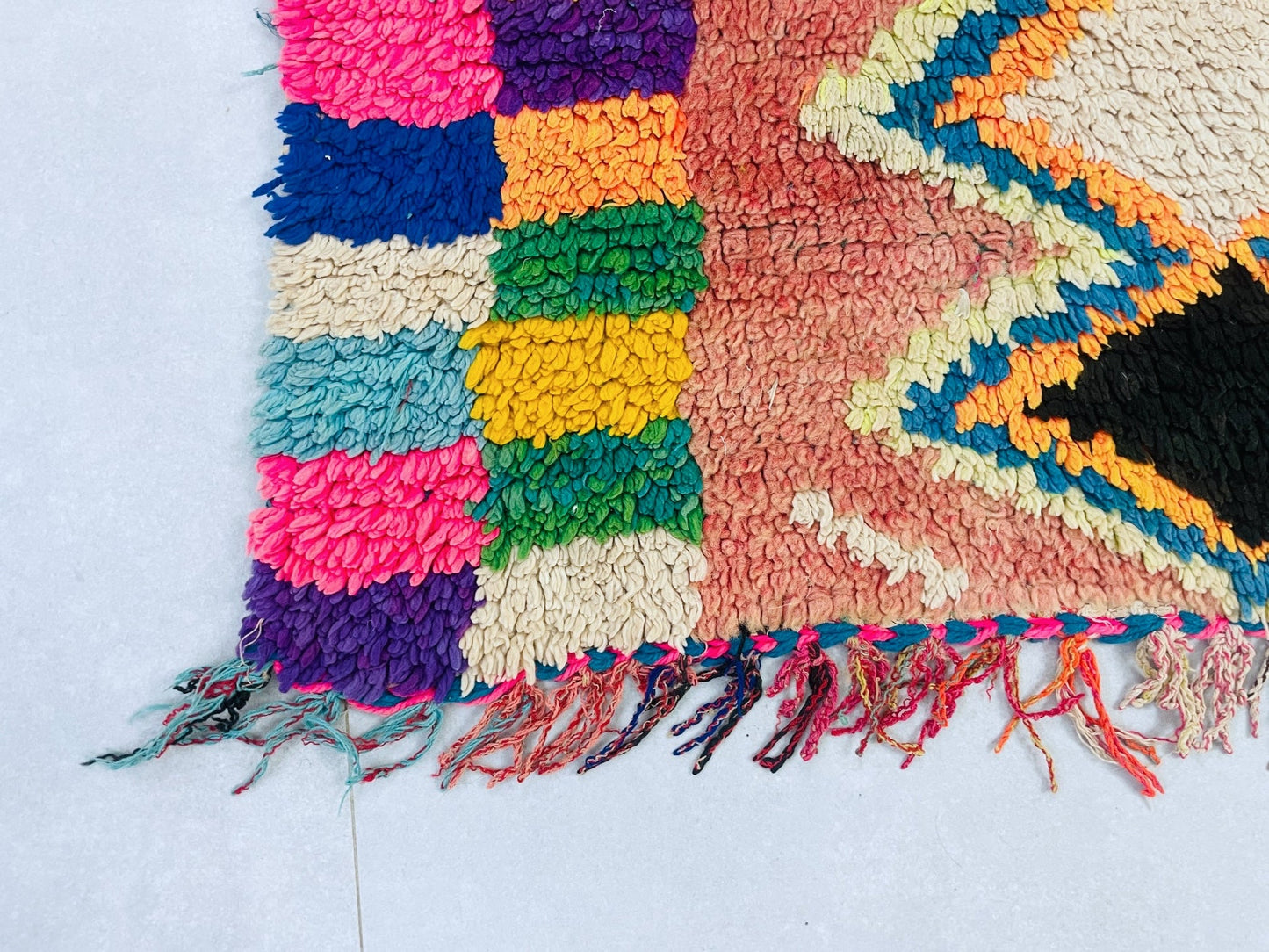 Vintage Moroccan Boucherouite Rug 2x7 ft - N7223