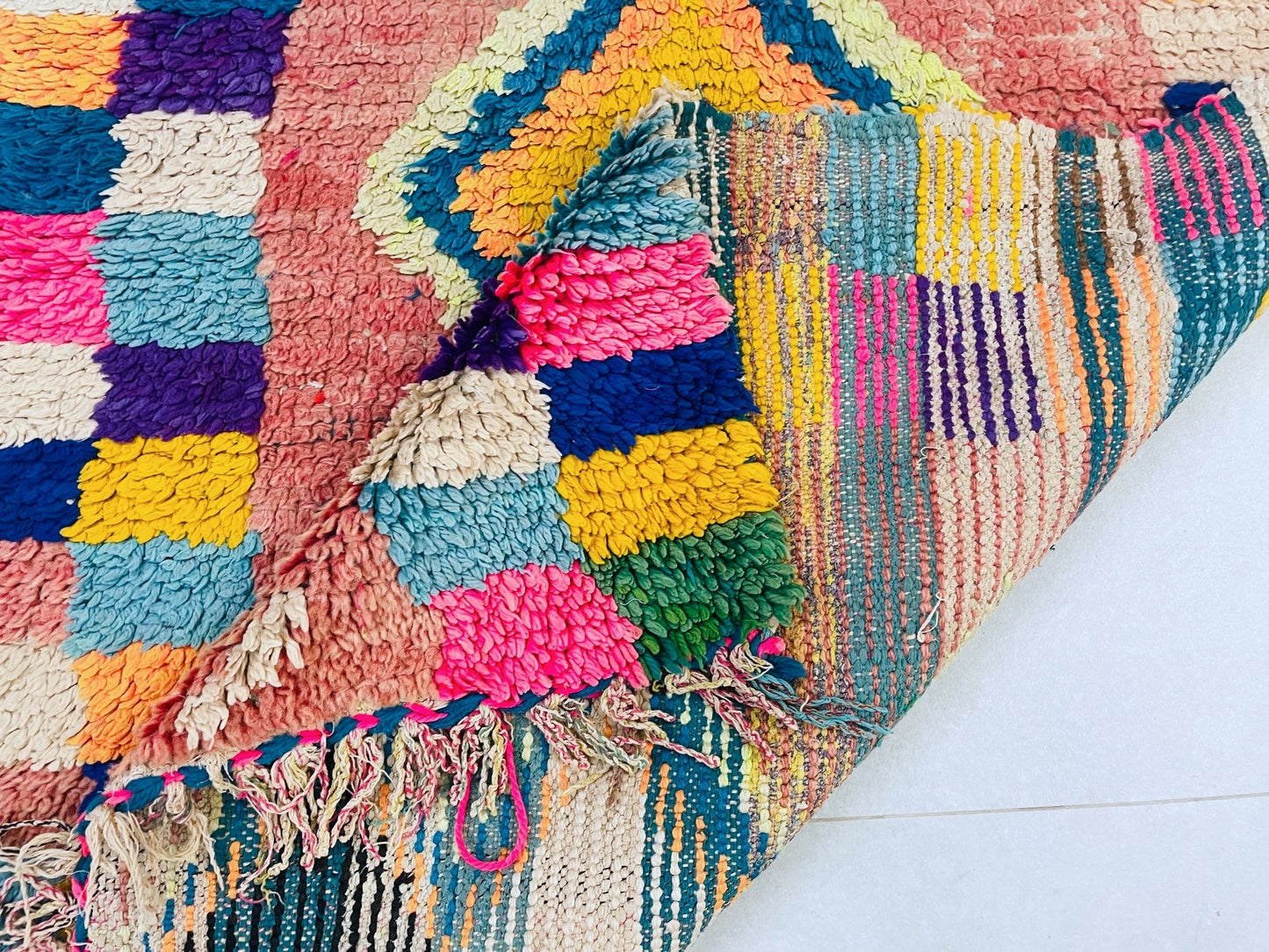 Vintage Moroccan Boucherouite Rug 2x7 ft - N7223
