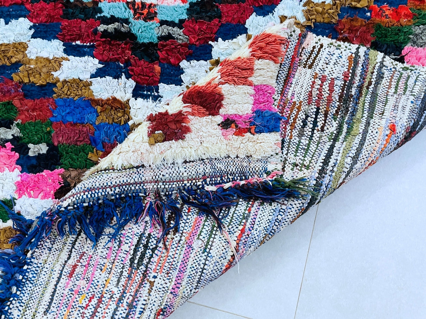 Vintage Moroccan Boucherouite Rug 4x8 ft - N7220