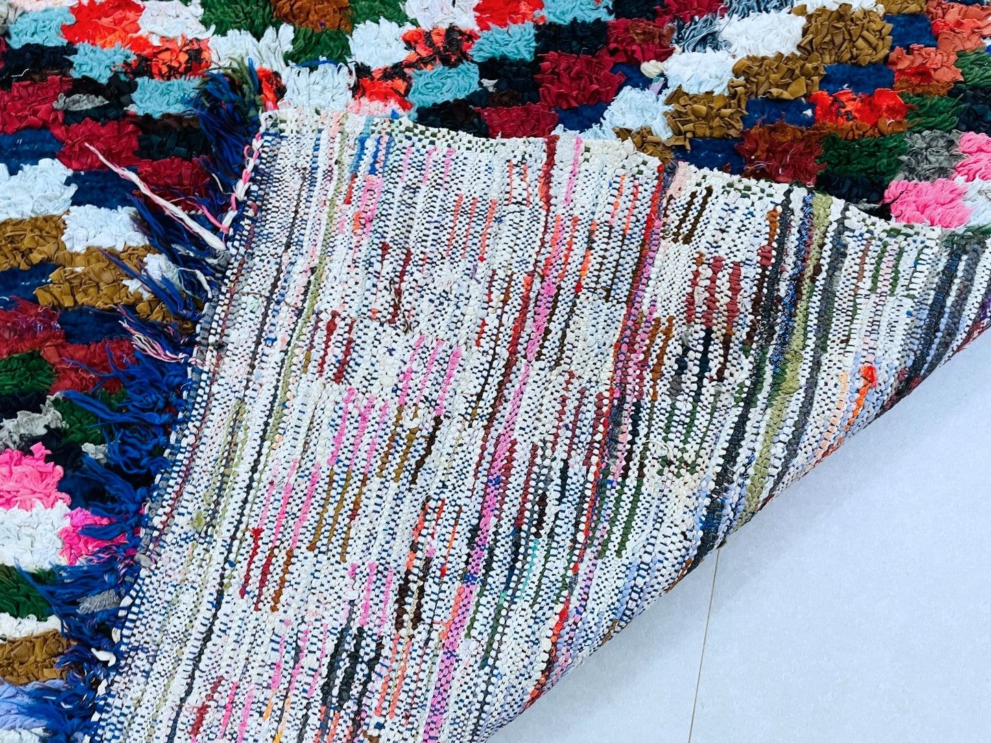 Vintage Moroccan Boucherouite Rug 4x8 ft - N7220