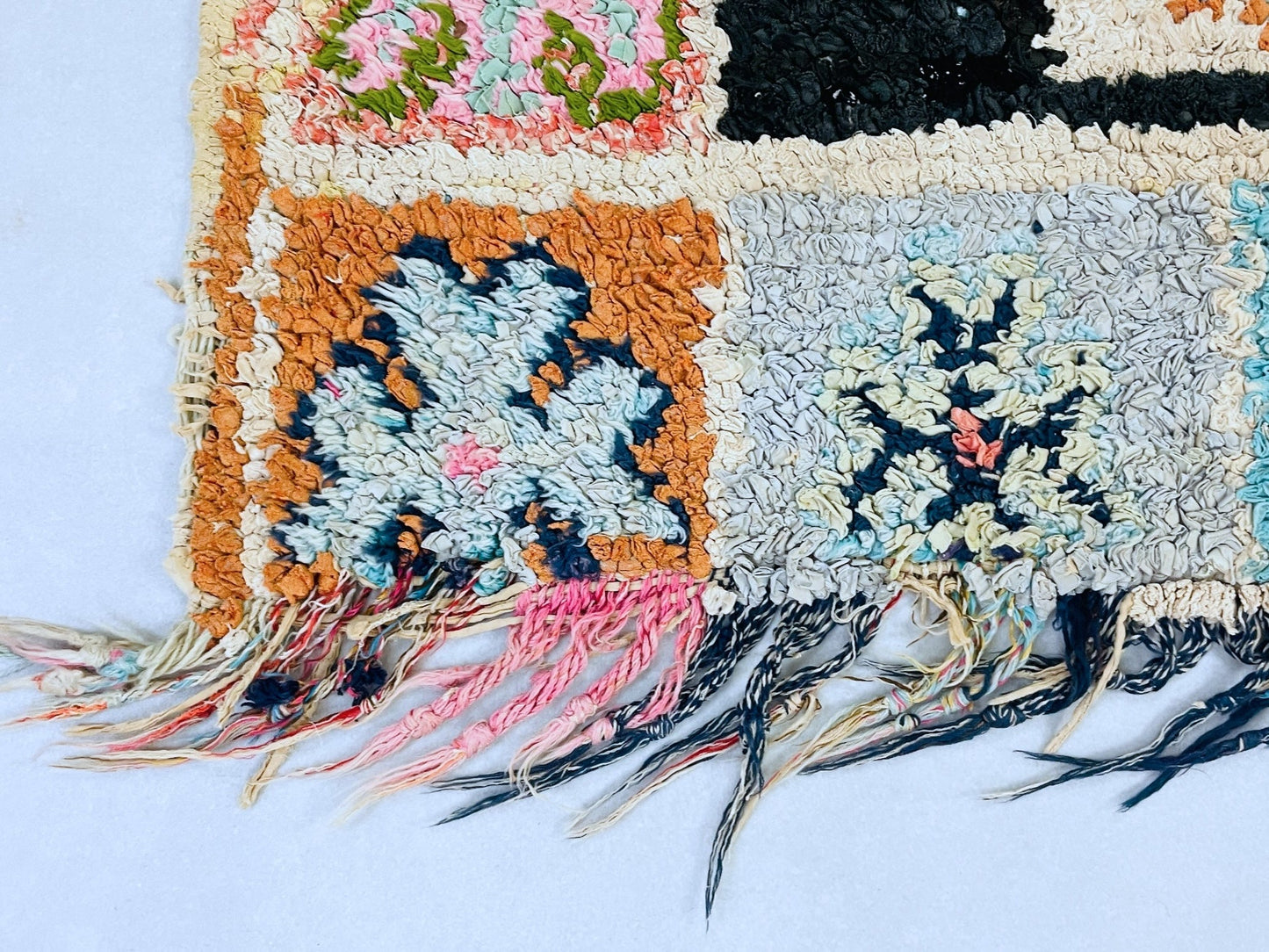 Vintage Moroccan Boucherouite Rug 2x7 ft - N7219
