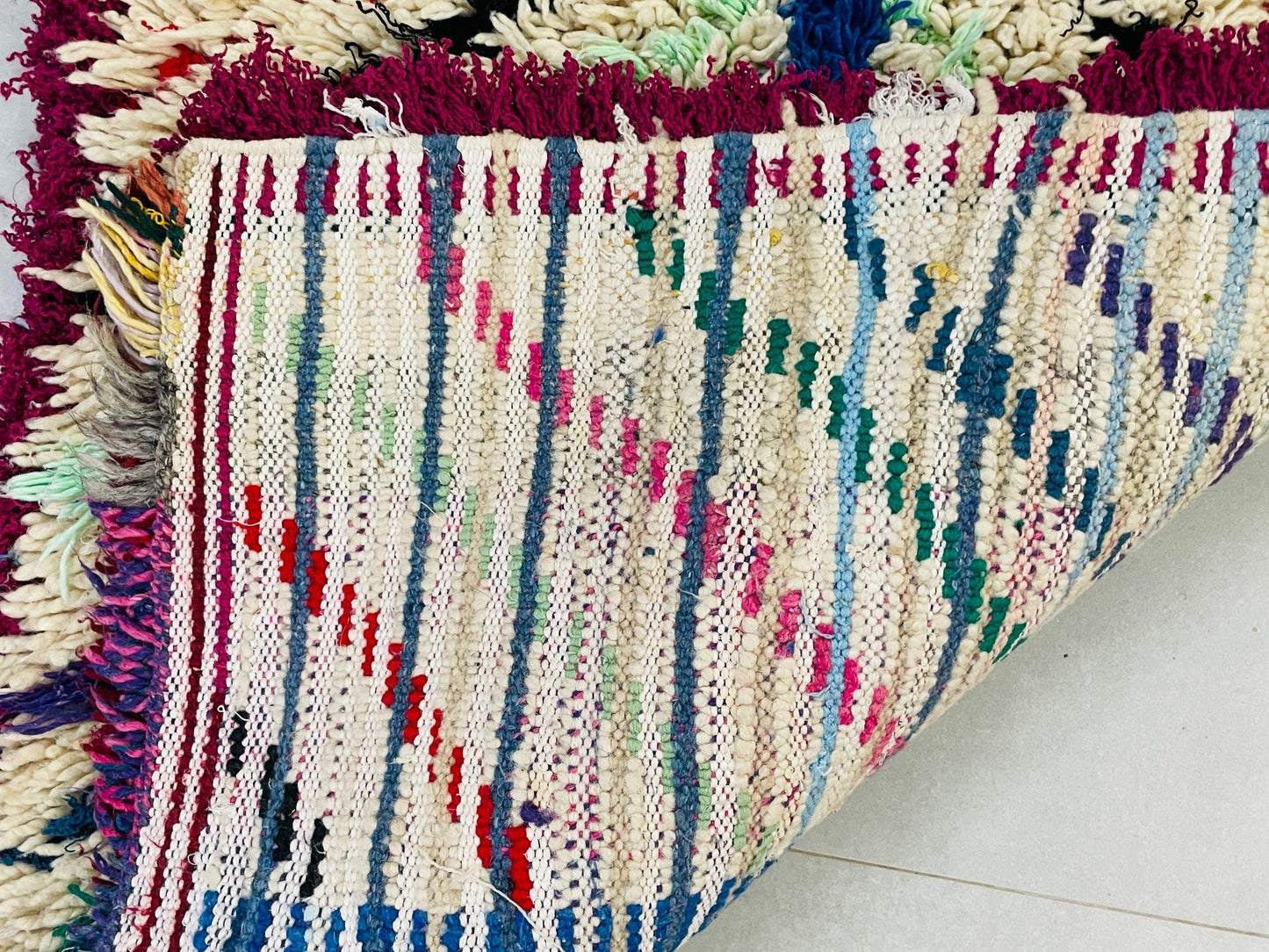 Vintage Moroccan Boucherouite Rug 3x7 - TB3