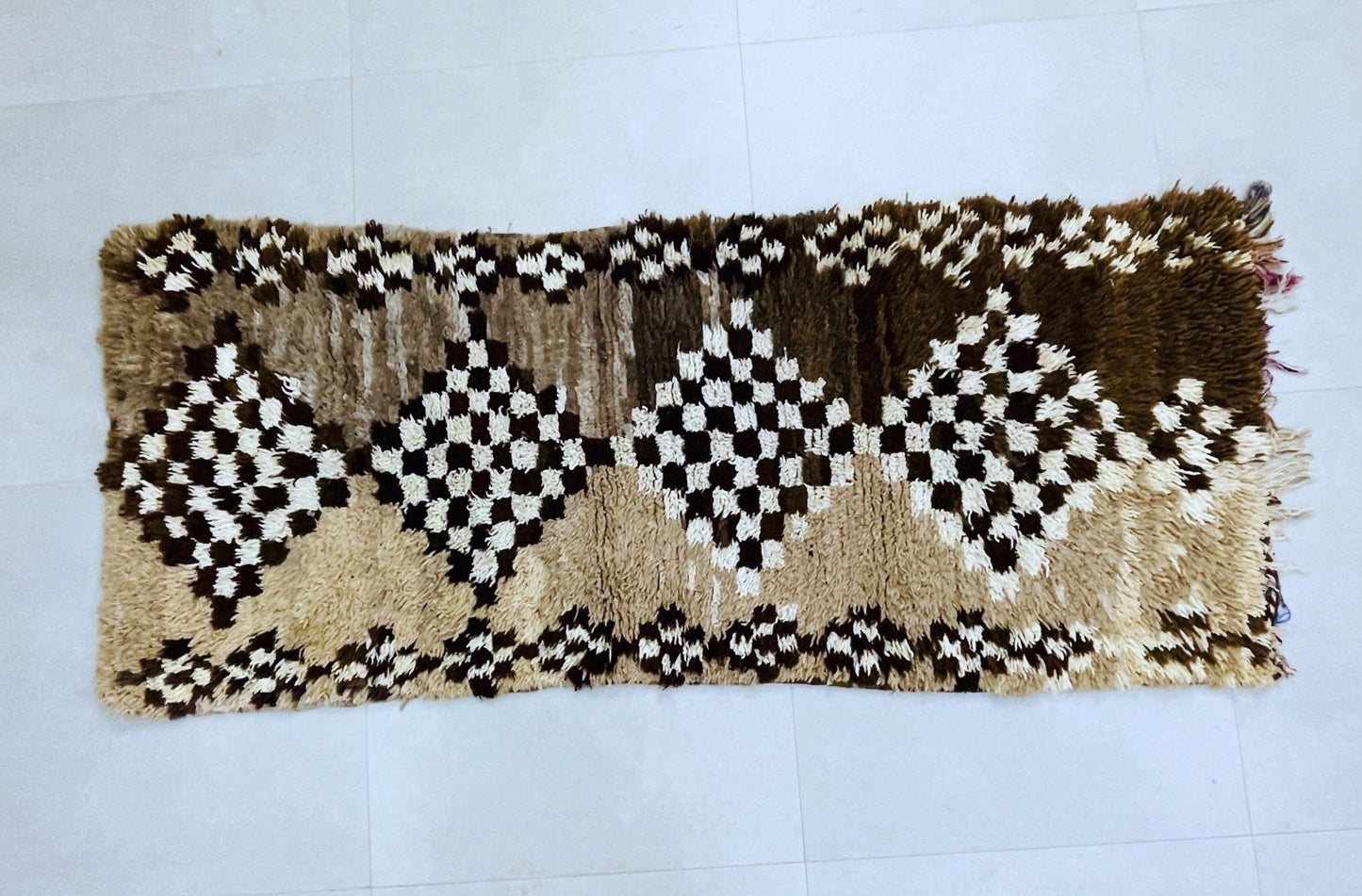 Vintage Moroccan Boucherouite Rug 2x7 ft - BN5