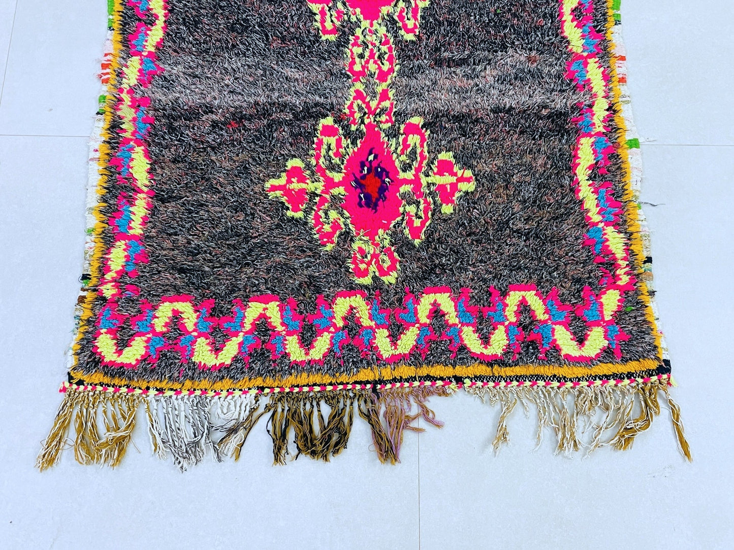 Moroccan Boucherouite Rug 3x8 ft - N7210