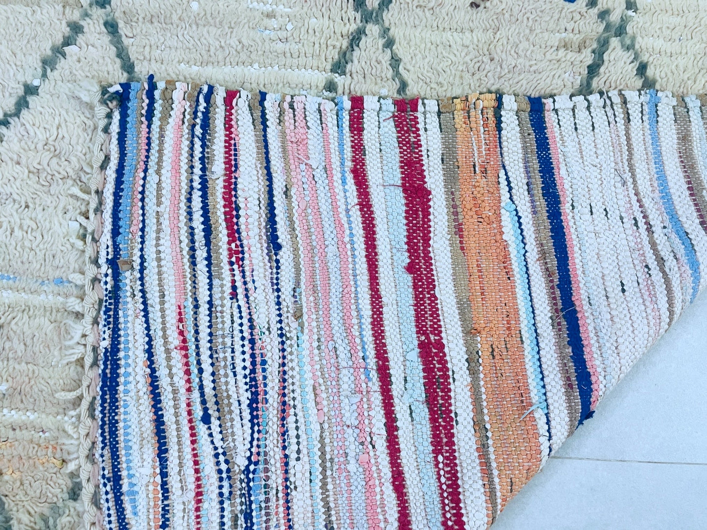 Vintage Moroccan Boucherouite Rug 4x9 ft - N7200