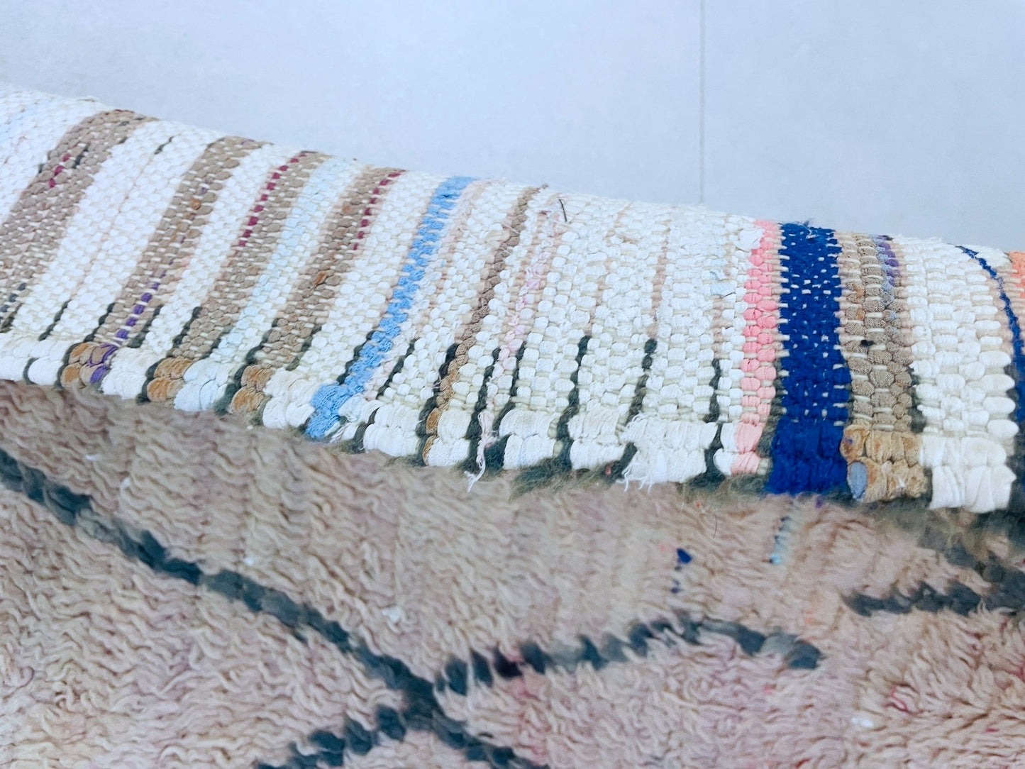 Vintage Moroccan Boucherouite Rug 4x9 ft - N7200