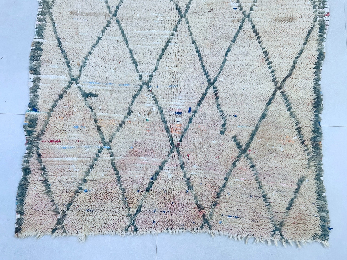 Vintage Moroccan Boucherouite Rug 4x9 ft - N7200