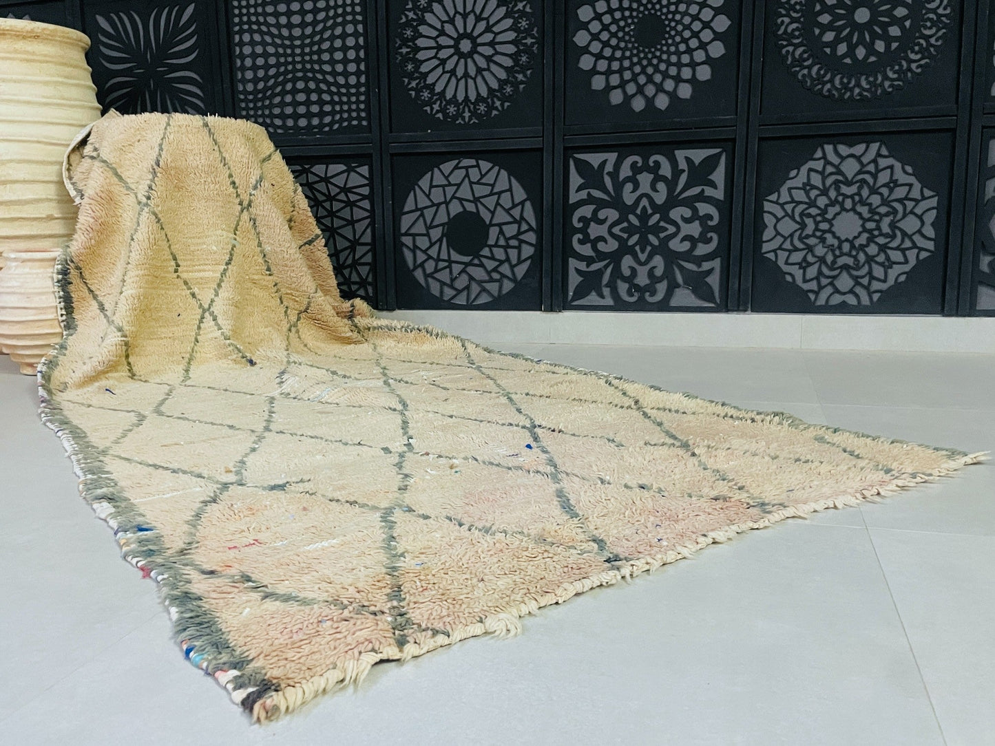 Vintage Moroccan Boucherouite Rug 4x9 ft - N7200