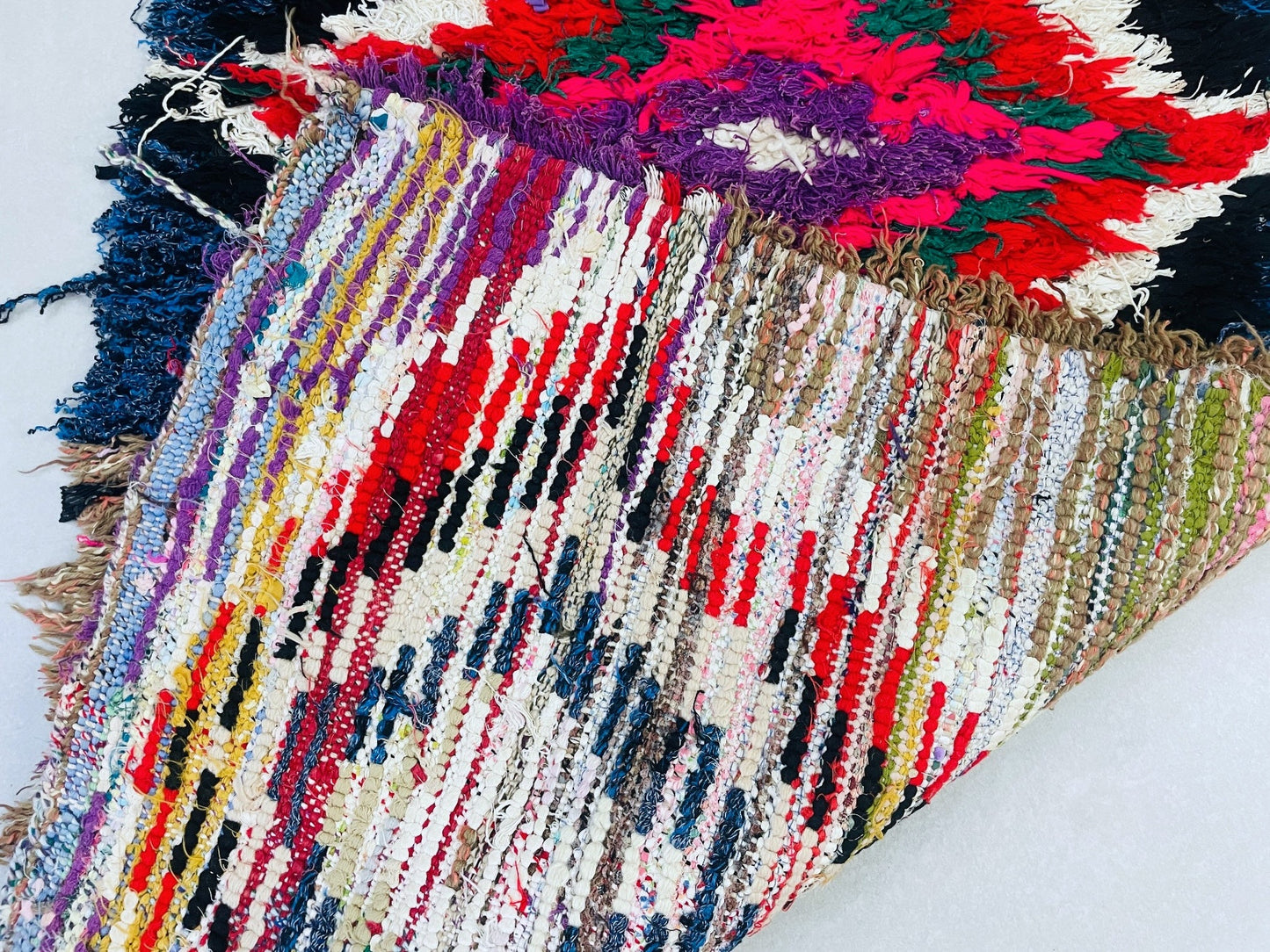 Vintage Moroccan Boucherouite Rug 2x7 ft - BN8