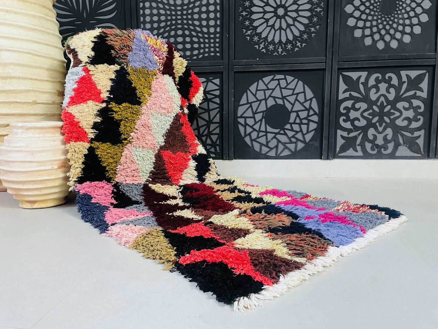Vintage Moroccan Boucherouite Rug 2x6 ft - BN7