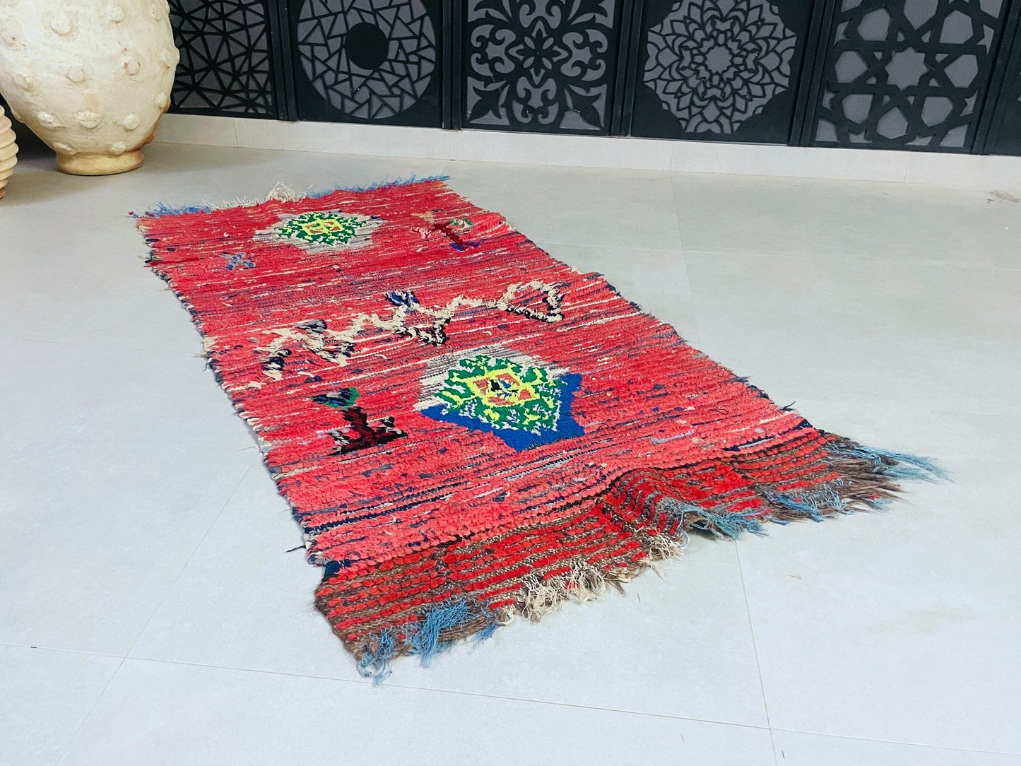 Vintage Moroccan Boucherouite Rug 3x5 ft - BN6