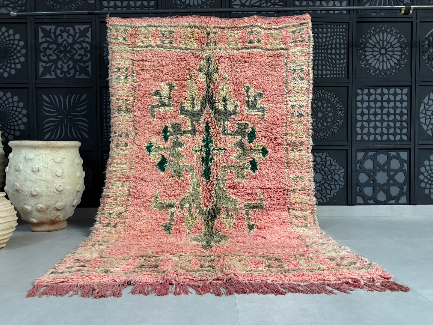 Pink Shag vintage rug - F70