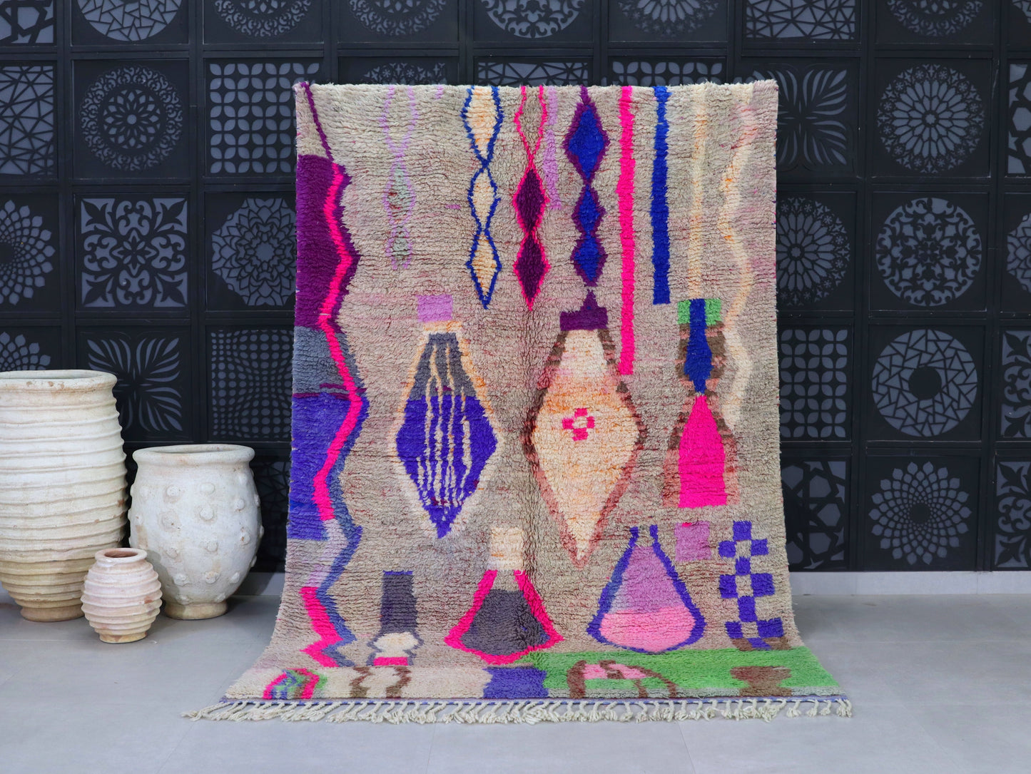 Colorful Handmade Wool Berber rug 6x9 - A96