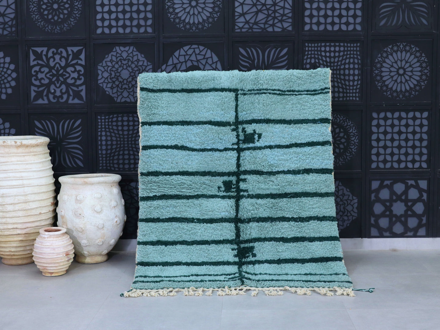 Mint Green Beni Ourain Rug 5x6 - A93