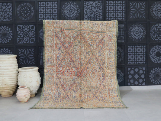 Vintage Moroccan Rug - Handwoven Wool Carpet 5x8 - C56