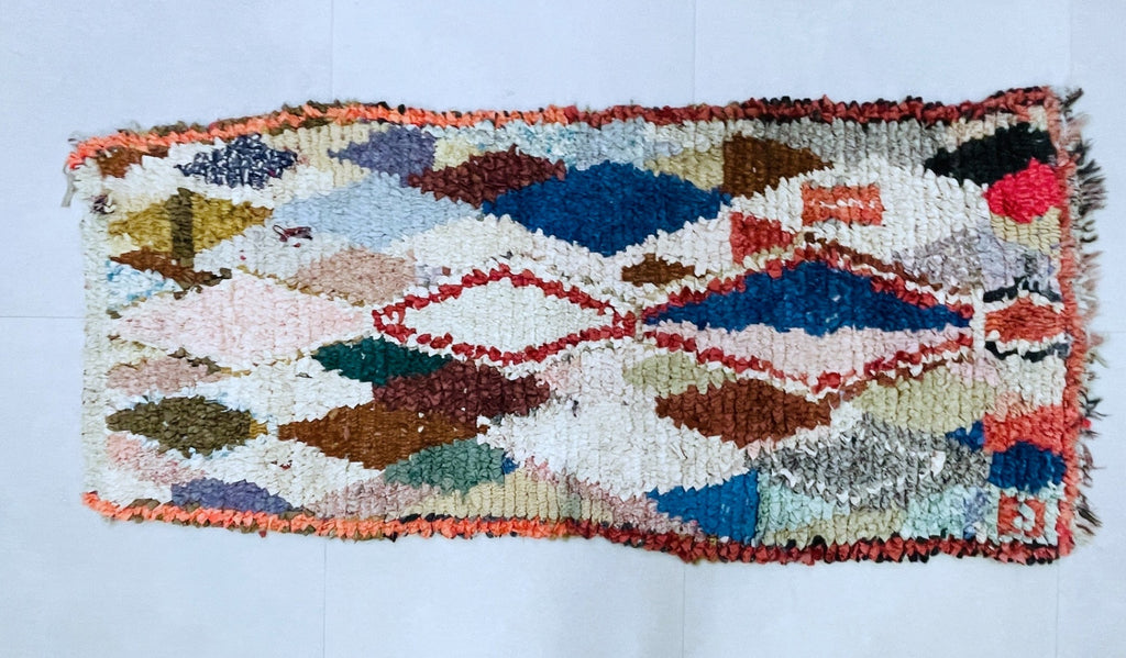 Vintage Moroccan Boucherouite Rug 3x6 ft - BN11