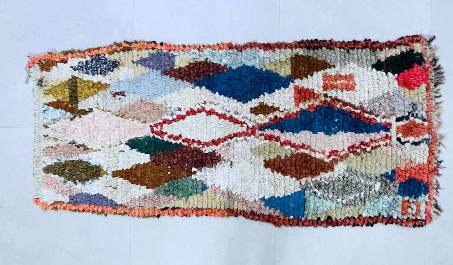 Vintage Moroccan Boucherouite Rug 3x6 ft - BN11
