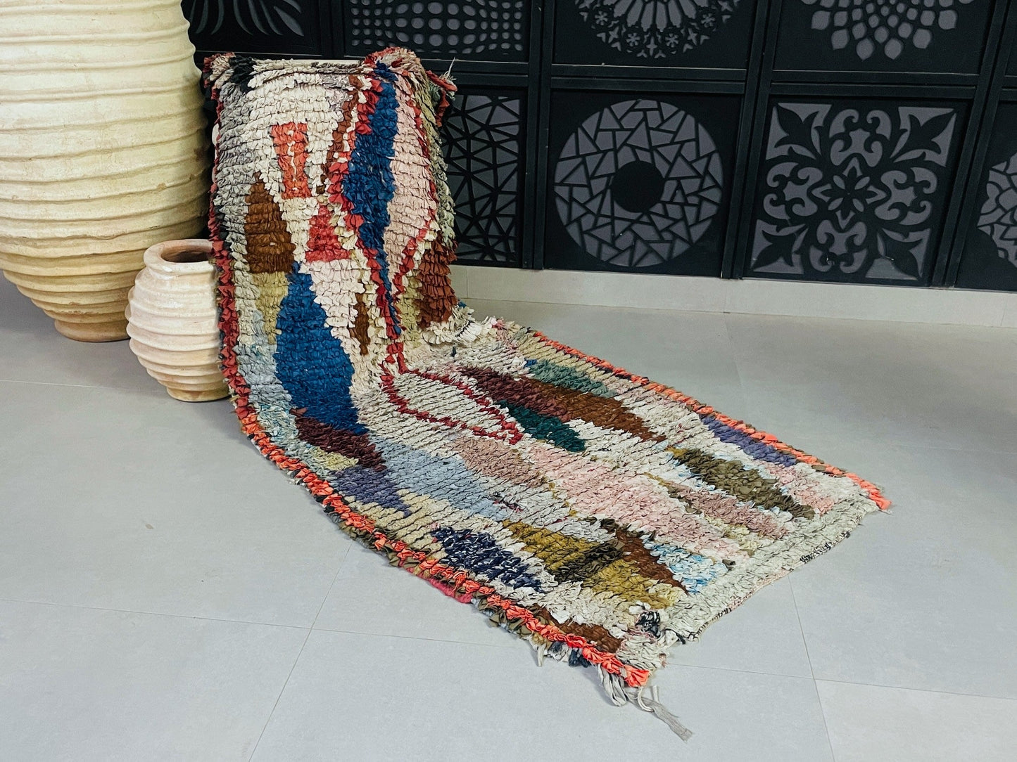 Vintage Moroccan Boucherouite Rug 3x6 ft - BN11