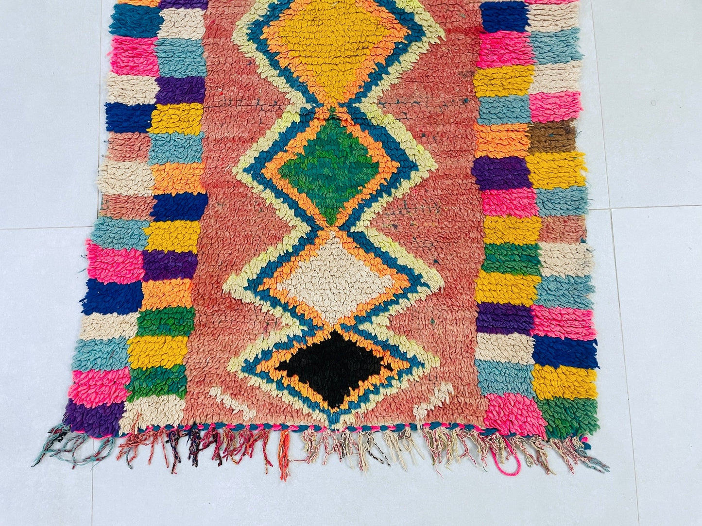 Vintage Moroccan Boucherouite Rug 2x7 ft - N7223