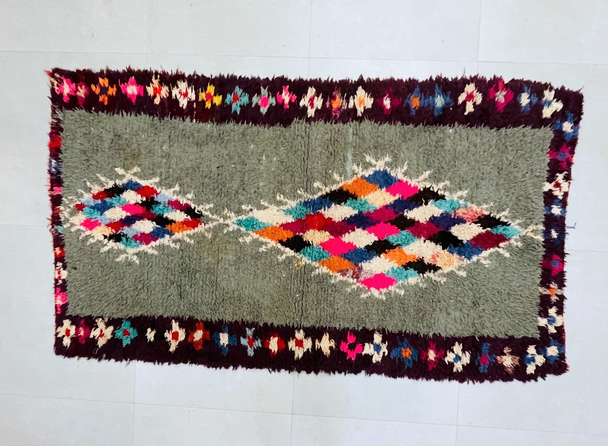Handmade Moroccan Vintage runner Rug 3x9 ft - D34