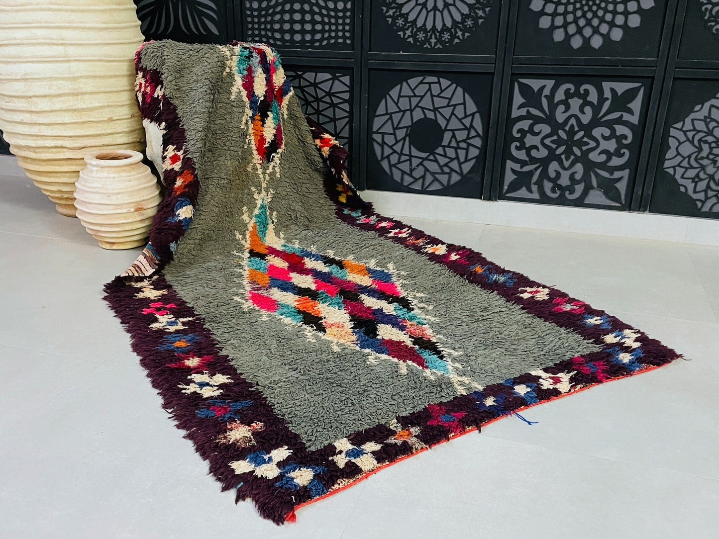 Handmade Moroccan Vintage runner Rug 3x9 ft - D34