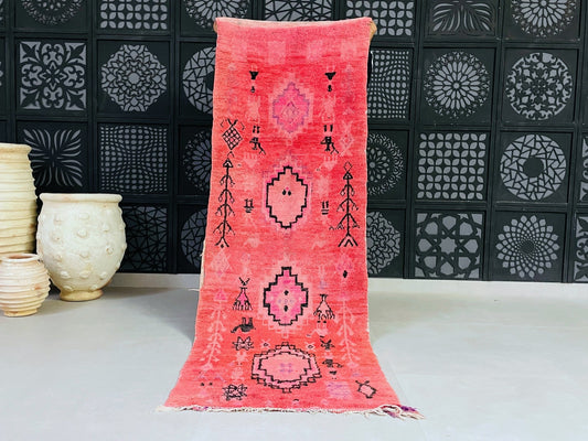 Handmade Moroccan Vintage runner Rug 3x9 ft - TB1