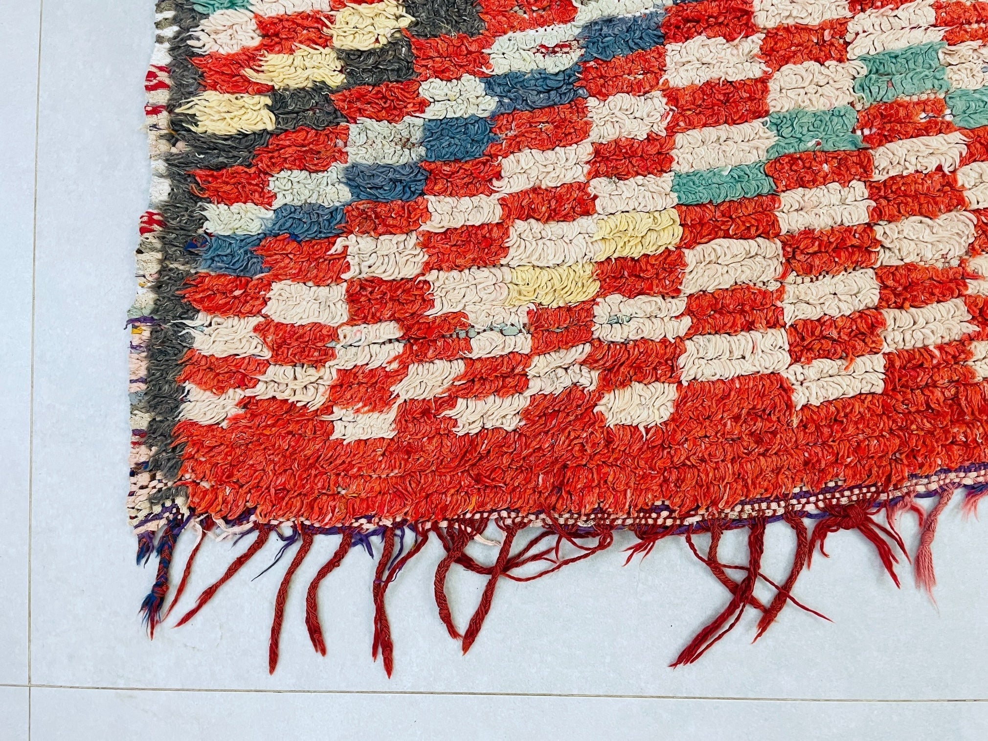 Moroccan Boucherouite Rug 3x6 ft - N7211