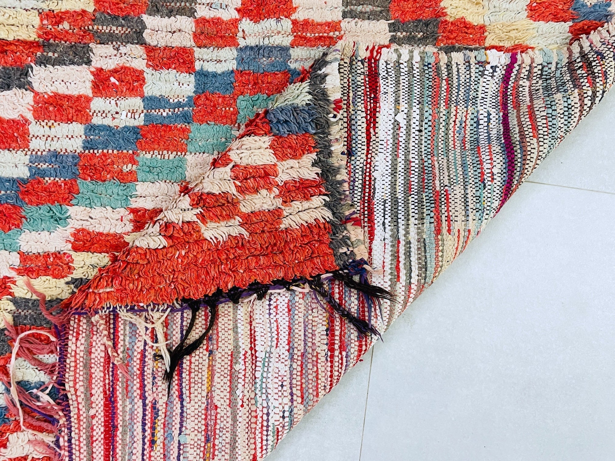 Moroccan Boucherouite Rug 3x6 ft - N7211