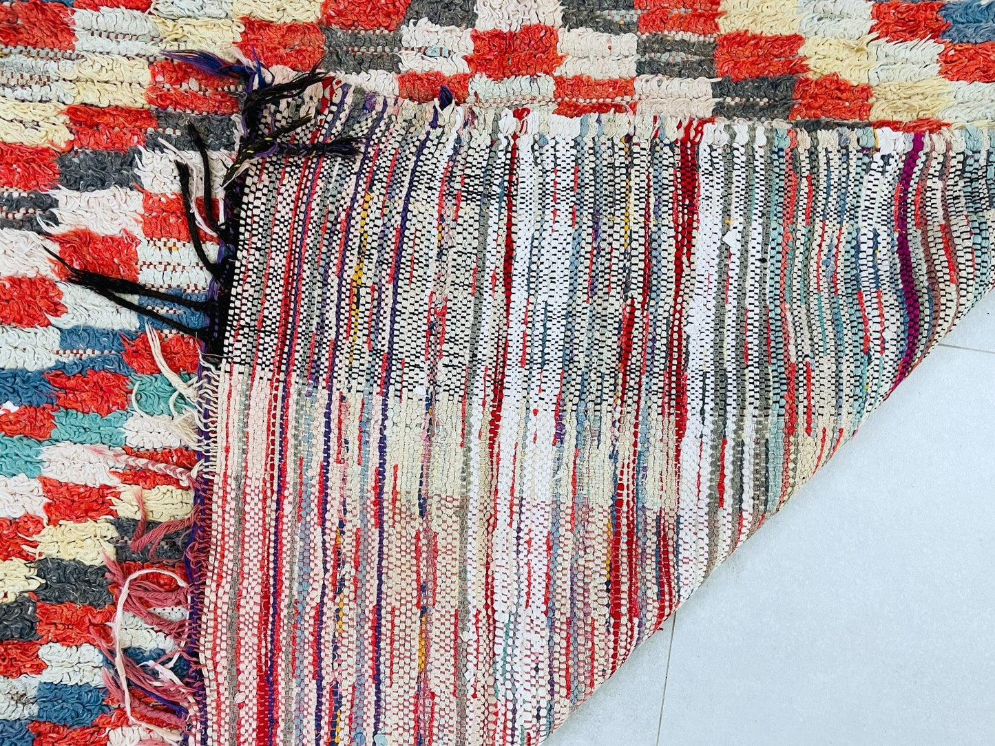 Moroccan Boucherouite Rug 3x6 ft - N7211