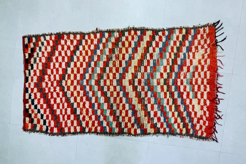Moroccan Boucherouite Rug 3x6 ft - N7211
