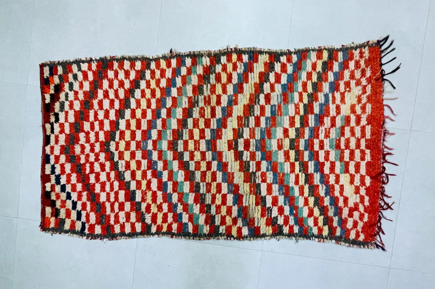 Moroccan Boucherouite Rug 3x6 ft - N7211