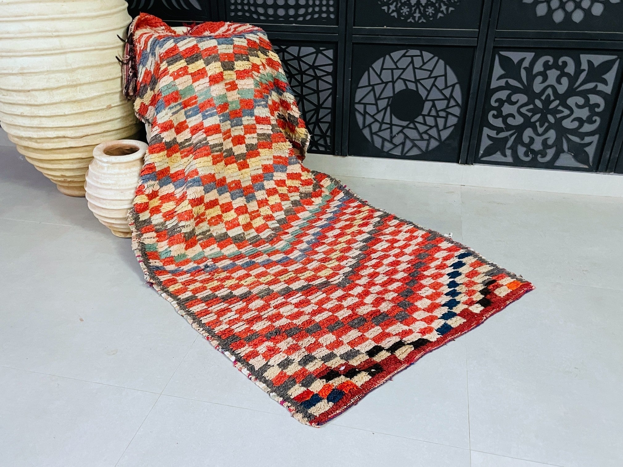 Moroccan Boucherouite Rug 3x6 ft - N7211