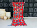 Red Moroccan Boucherouite Rug 3x8 ft - N7215
