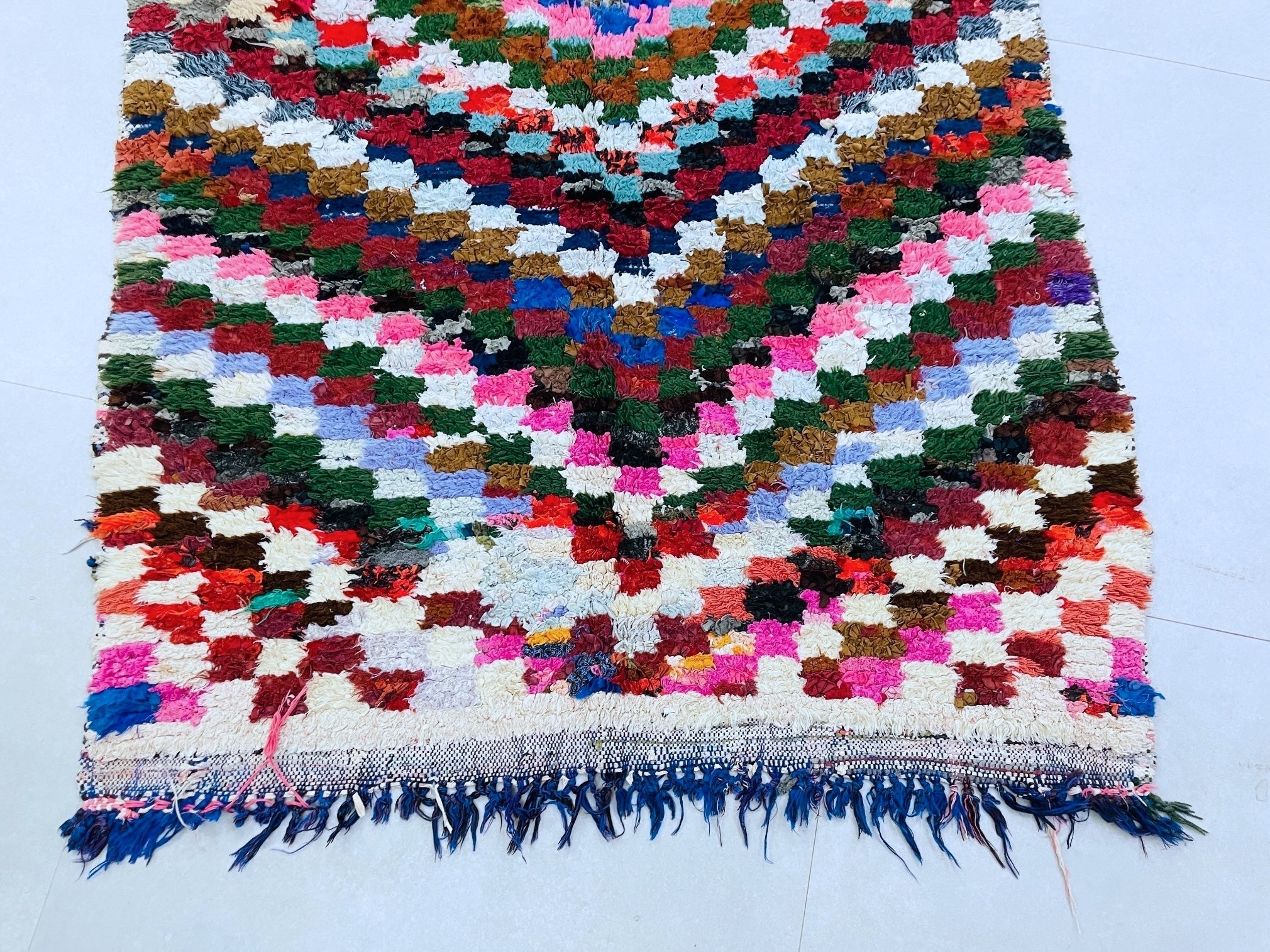 Vintage Moroccan Boucherouite Rug 4x8 ft - N7220