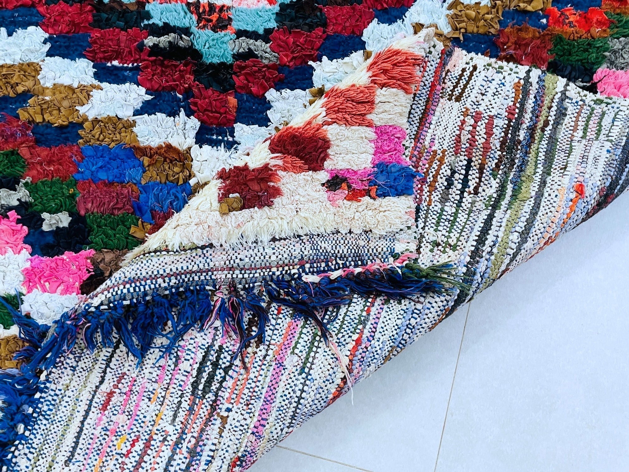 Vintage Moroccan Boucherouite Rug 4x8 ft - N7220