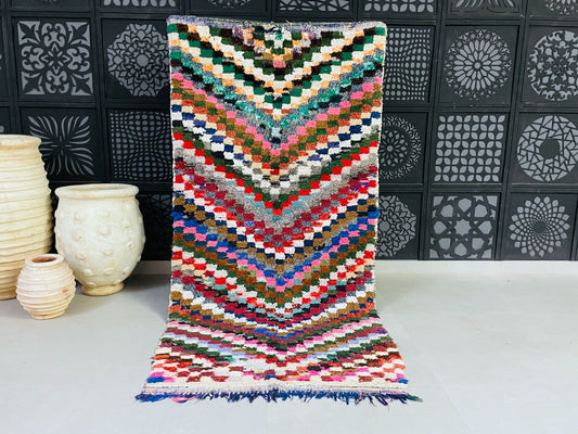 Vintage Moroccan Boucherouite Rug 4x8 ft - N7220