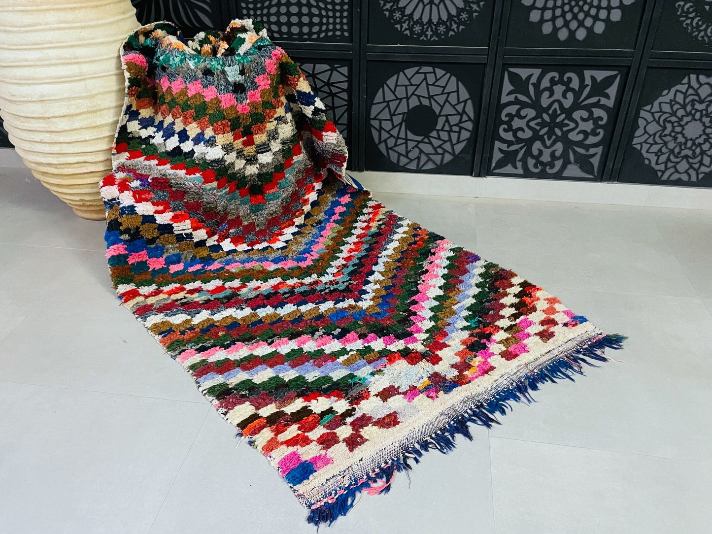 Vintage Moroccan Boucherouite Rug 4x8 ft - N7220