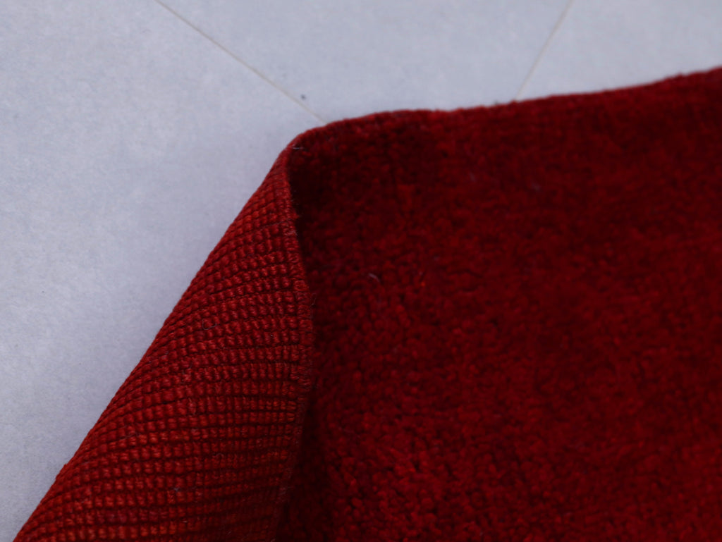 Vintage Moroccan Red Wool Rug - Handmade with Soft Wool 5x8 - C11