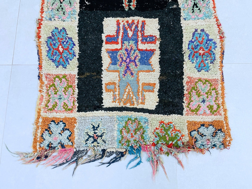 Vintage Moroccan Boucherouite Rug 2x7 ft - N7219