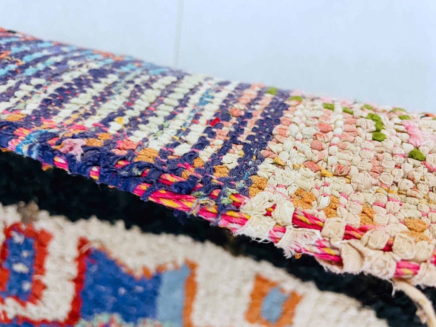 Vintage Moroccan Boucherouite Rug 2x7 ft - N7219