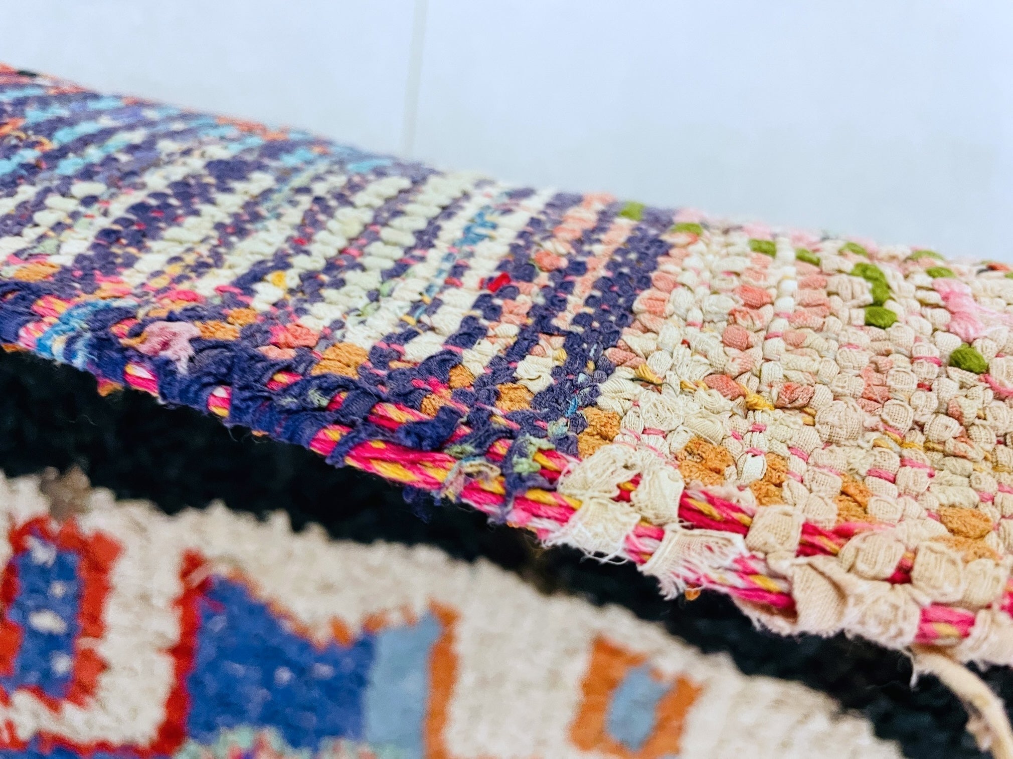 Vintage Moroccan Boucherouite Rug 2x7 ft - N7219