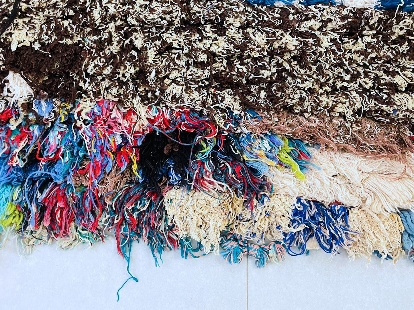 Moroccan Boucherouite Rug 3x7 ft - N7214