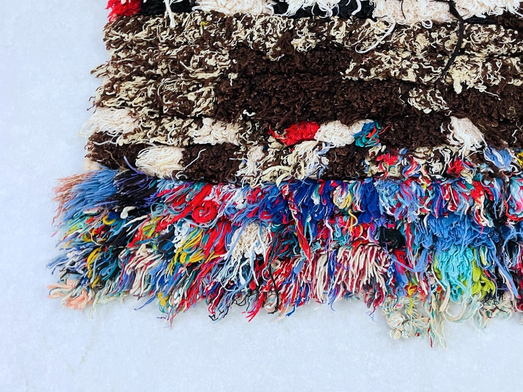 Moroccan Boucherouite Rug 3x7 ft - N7214