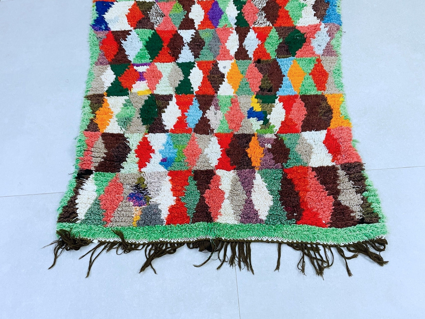 Vintage Moroccan Boucherouite Rug 2x5 ft - N7221