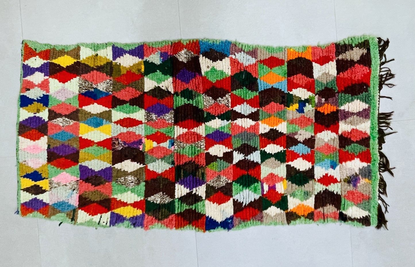 Vintage Moroccan Boucherouite Rug 2x5 ft - N7221