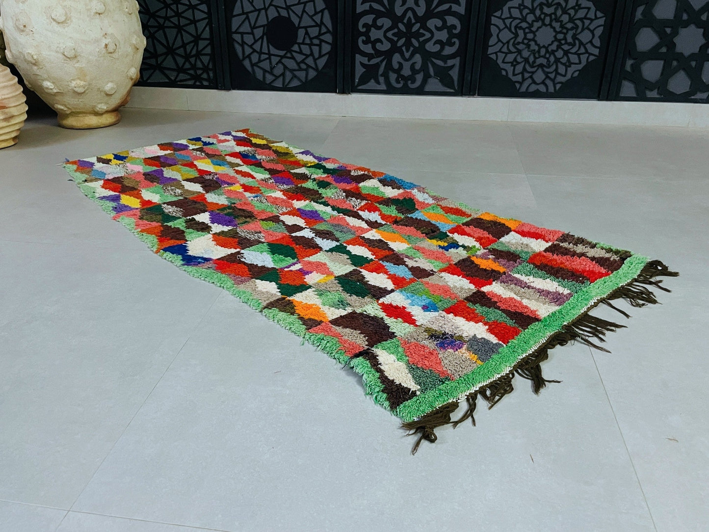 Vintage Moroccan Boucherouite Rug 2x5 ft - N7221