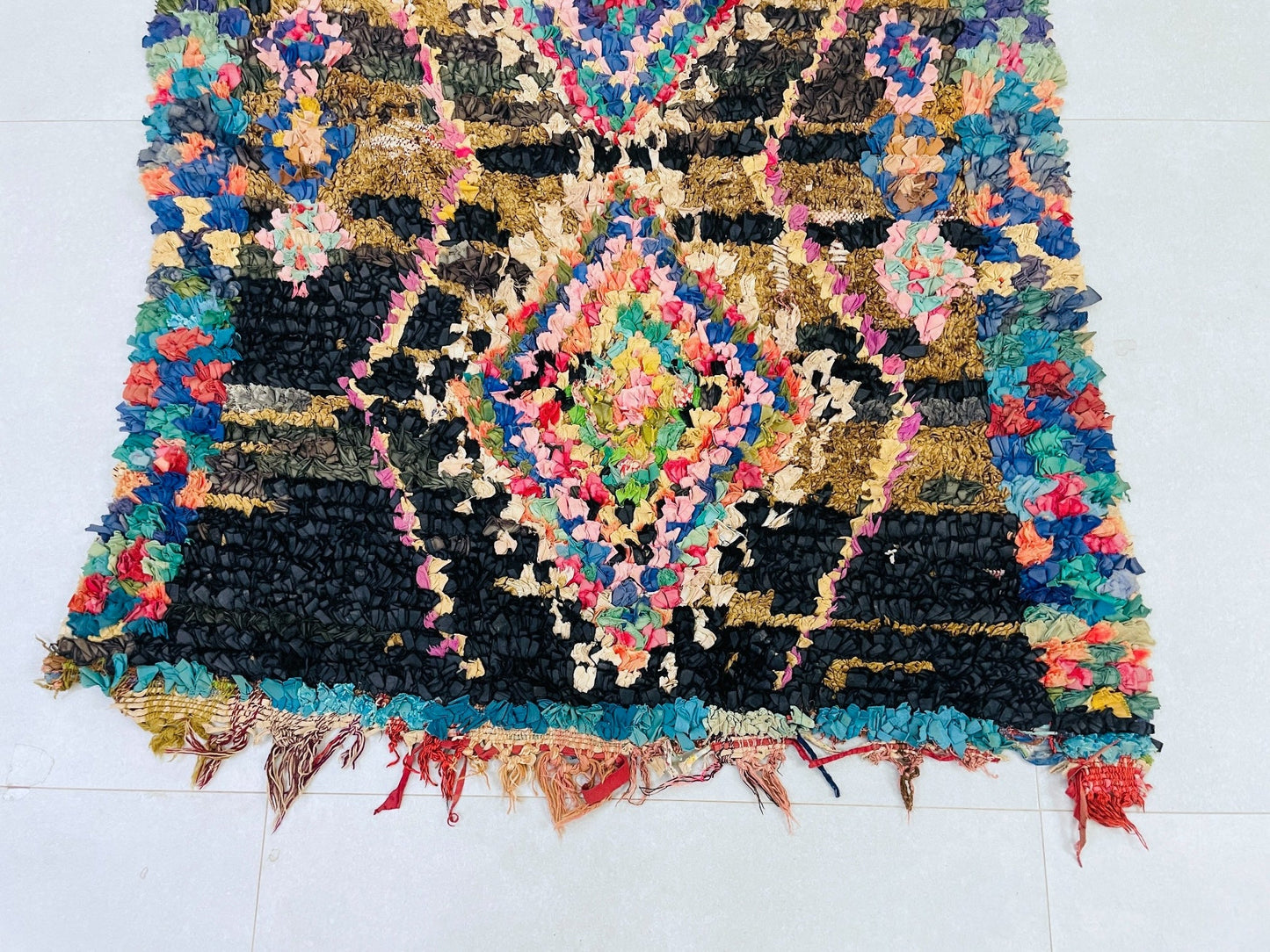 Vintage Moroccan Boucherouite Rug 3x7 ft - N7216