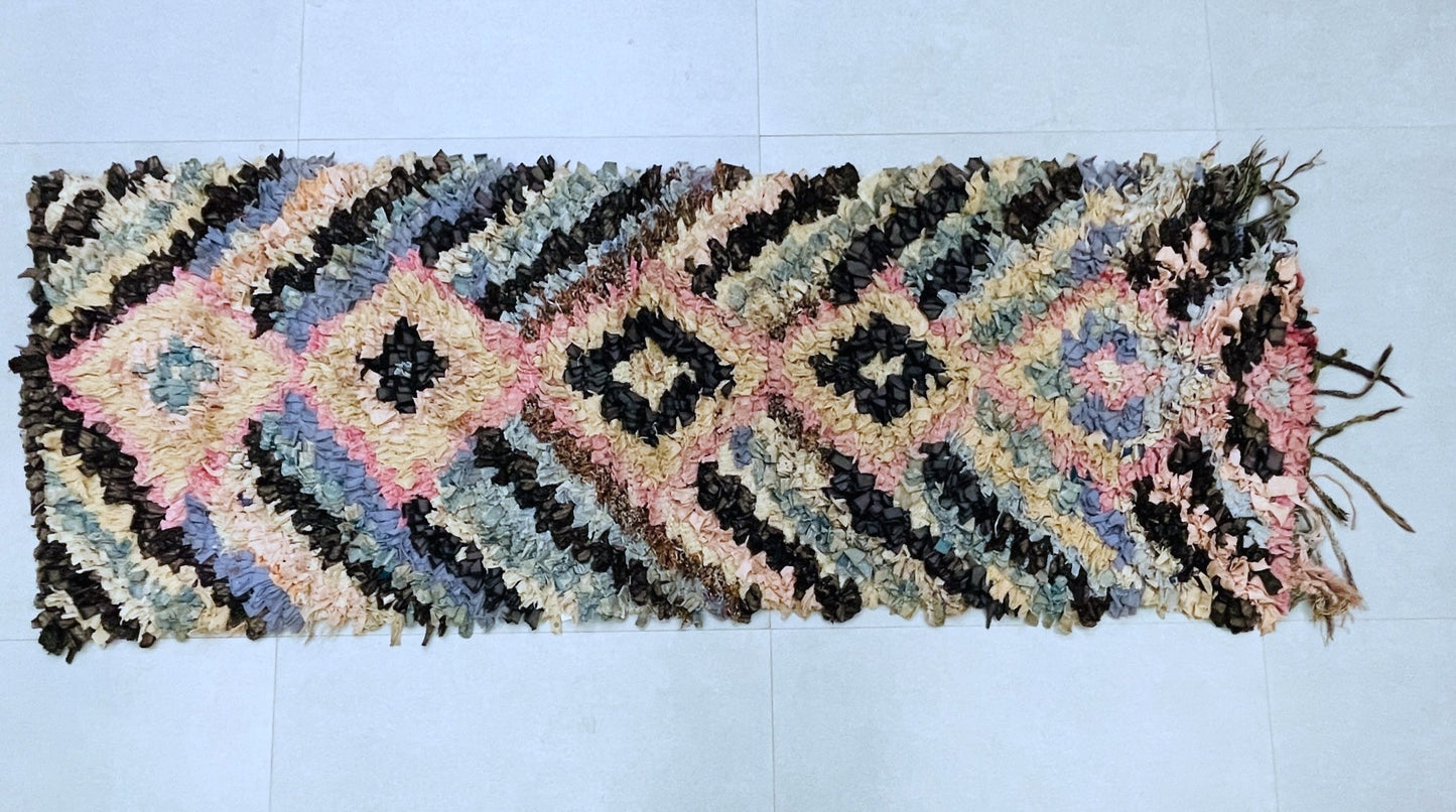Vintage Moroccan Boucherouite Rug 2x6 - TB6