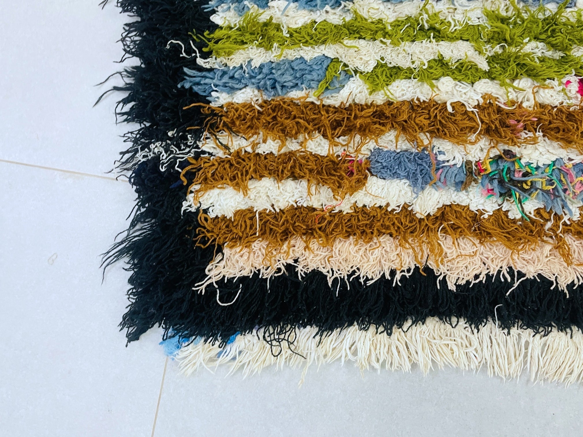 Striped Moroccan Boucherouite Rug  3x5 - TB9